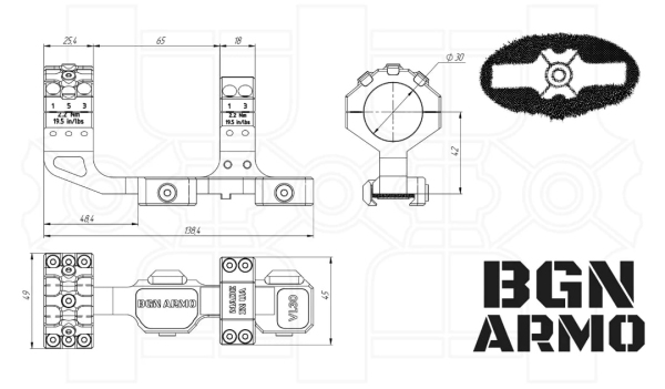 Кріплення прицілу виносне BGN ARMO серія VL-34.00.38