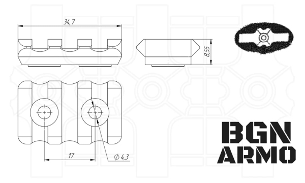 Планка BGN ARMO - Picatinny MNP-43 