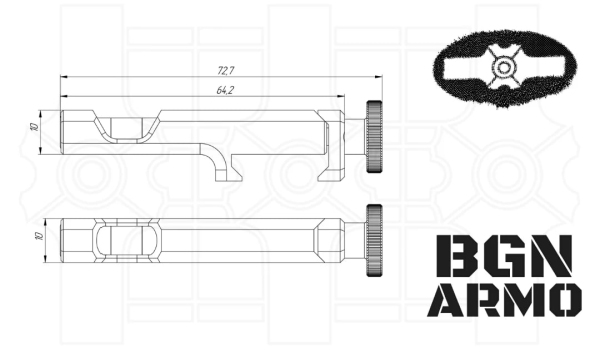 Бульбашковий рівень BGN ARMO - BL 2 на планку Picatinny