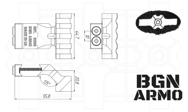 Планка BGN ARMO - Picatinny 45° 
