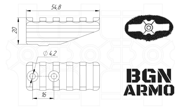 Планка BGN ARMO -  ДКМ Picatinny H20-S5